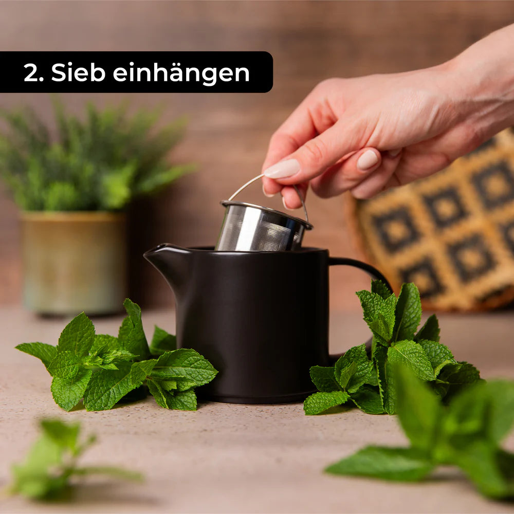 Keramik Teekanne (500ml) mit Tasse (400ml)