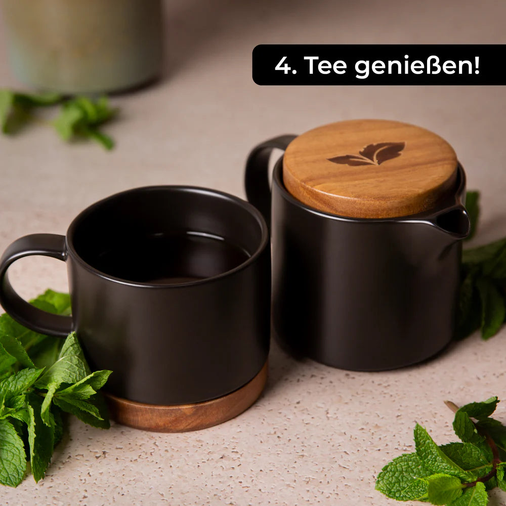 Keramik Teekanne (500ml) mit Tasse (400ml)