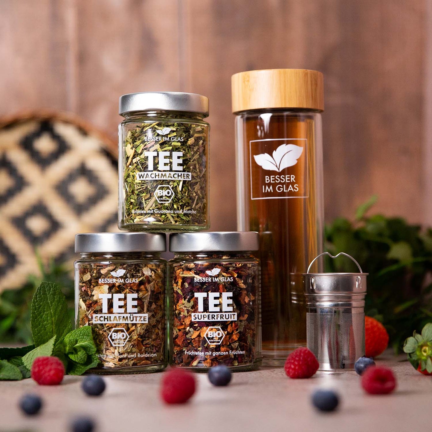 Glasflasche + Kleines Paket